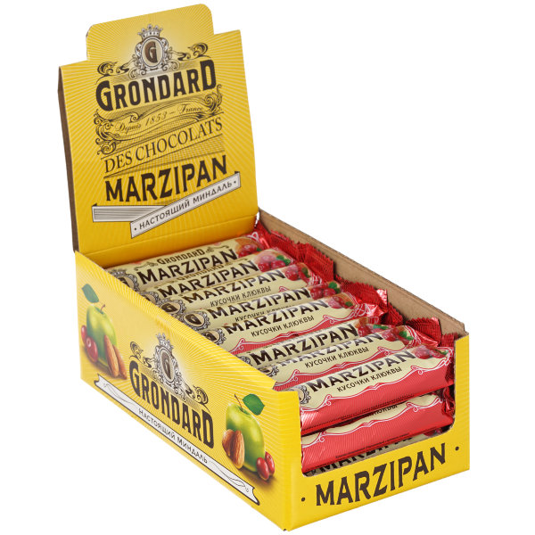 №1 TM Grondard     (8415) Батончики глазированные Марципановые Клюква, (24шт по 50г)    в Минусинске