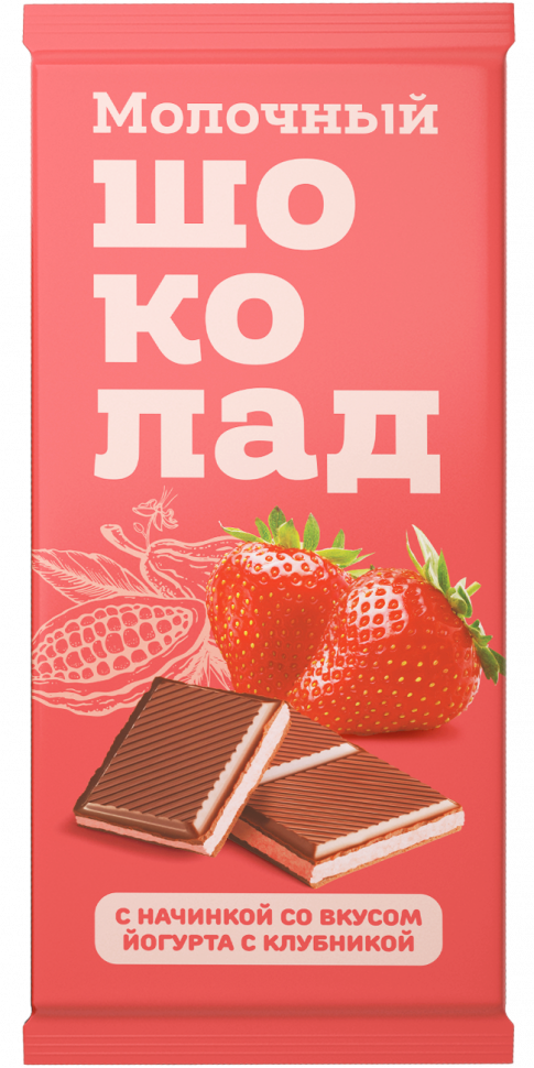  Меренга Шоколад молочный с начинкой Йогурт-Клубника,(блок 24шт по 80г)   в Минусинске