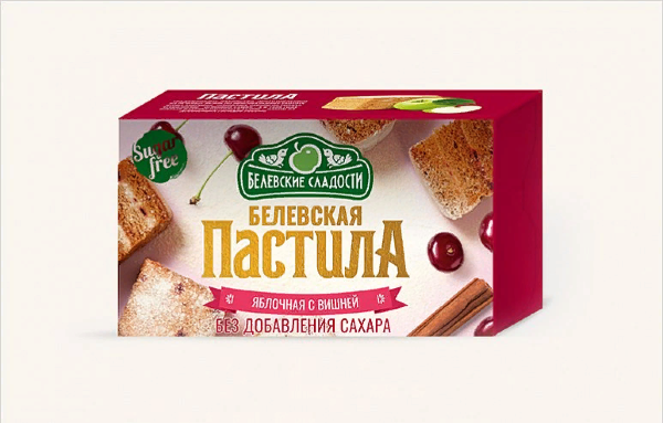 №2 Пастила  200г диетическая С ВИШНЕЙ, НОВЫЙ ФОРМАТ (4 шт по 50гр)    в Минусинске