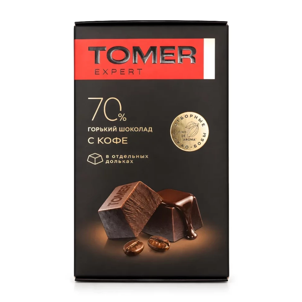  Фабрика Томер  Горький (70%) шоколад с КОФЕ, 90г  в Минусинске